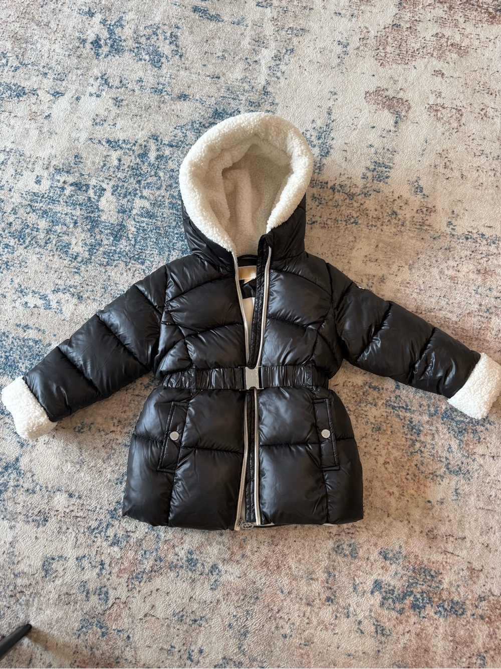 Michael Kors Black Girl’s Jacket with White Sherpa Style Trim
